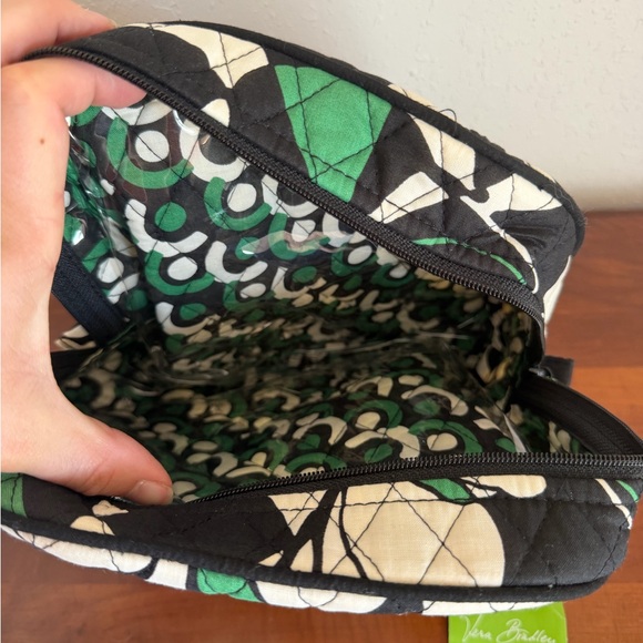 NWT Vera Bradley Imperial Rose Large Zip Cosmetic Makeup Bag Green Black Travel - Picture 5 of 8